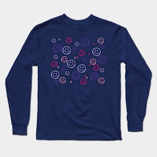 Smiley Faces Outlines Long Sleeve T-Shirt